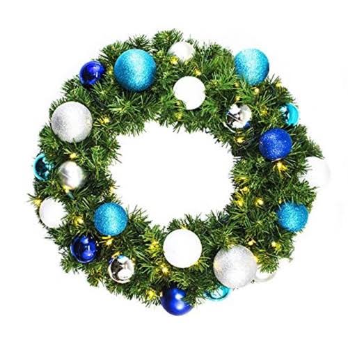 Queens of Christmas Wl-gwsq-03-artic-lww 3 ft. Decorated Wreath Arctic Collection with Warm White