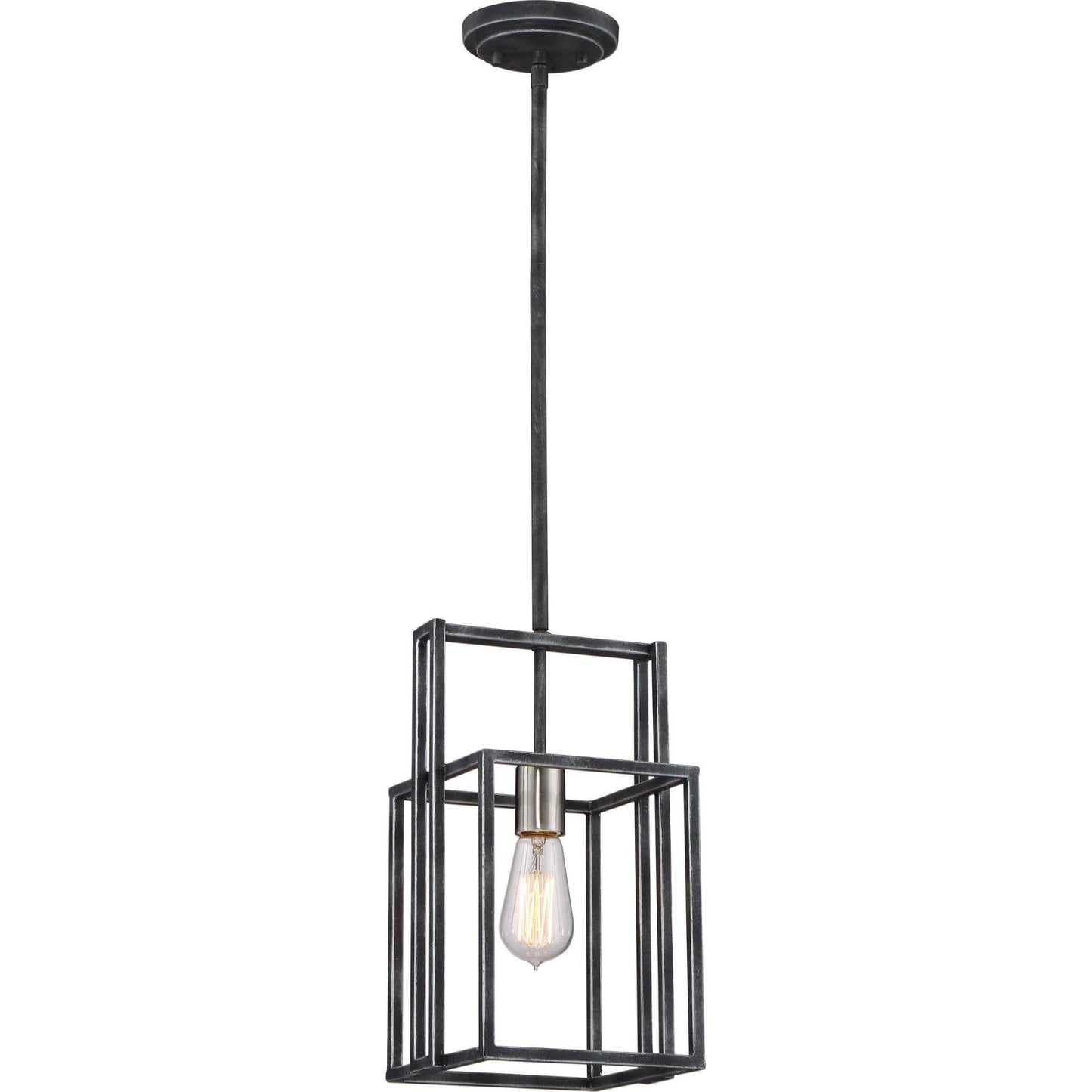 Nuvo Lighting Lake 1-Light Mini Pendant (Iron Black with Brushed Nickel Accents)