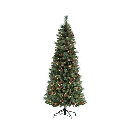 6.5 Foot Pre-Lit Newbury Easy Assemble Pull-Up Pine Christmas Tree