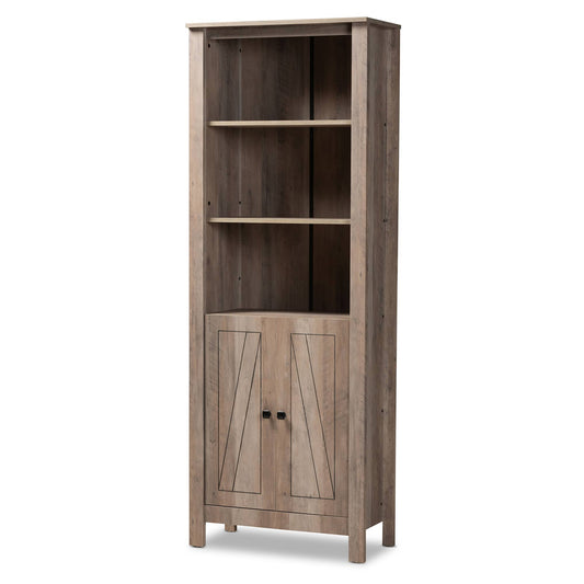 Baxton Studio Derek Modern and Contemporary Transitional Natural Oak Finished Wood 2-Door Bookcase