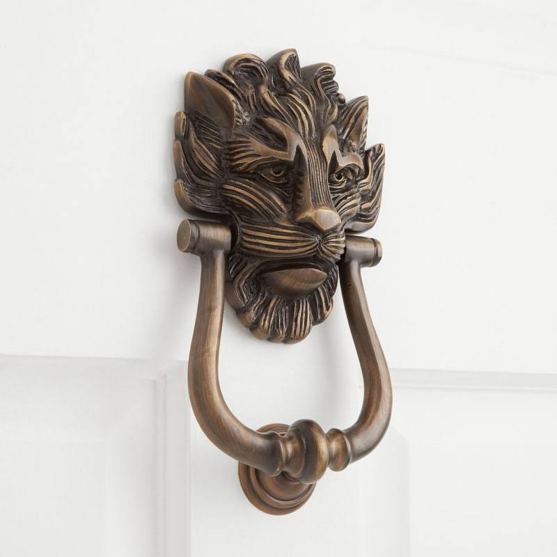 Signature Hardware 910375 Large Lions Head Door Knocker Antique Brass Door Accessory Door Knocker Designer 248118