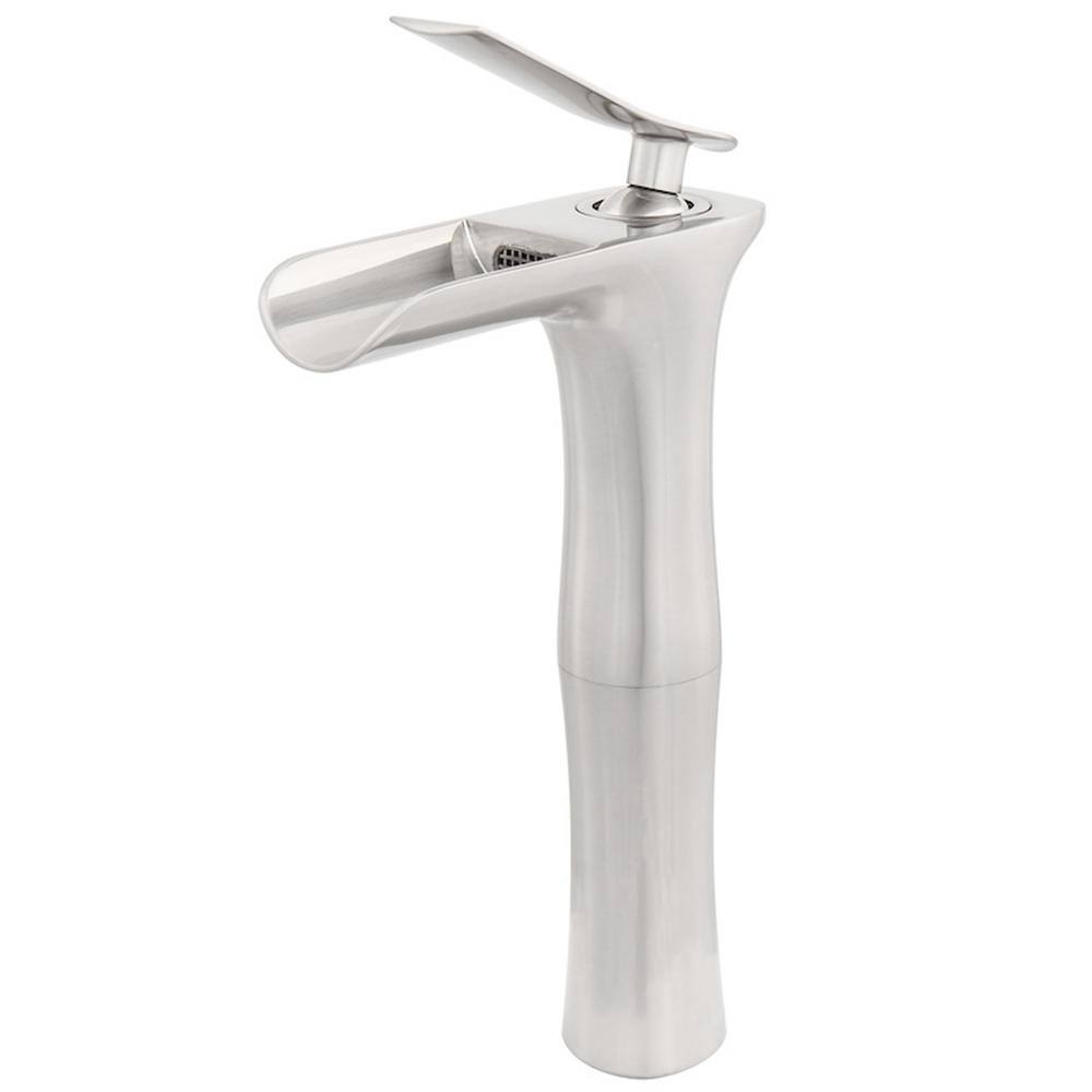 Novatto Victoria Brushed Nickel Single Lever Waterfall Vessel Faucet