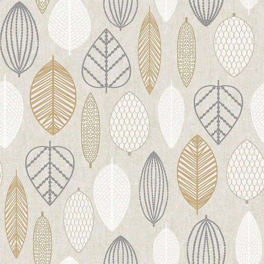 Graham Brown Highland Scandi Leaf Wallpaper, Copper