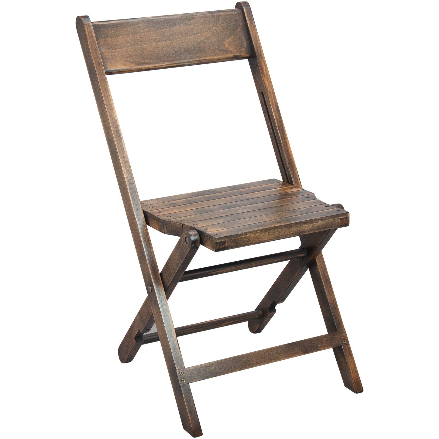 Emma and Oliver Slatted Wood Folding Wedding Chair - Antique Black