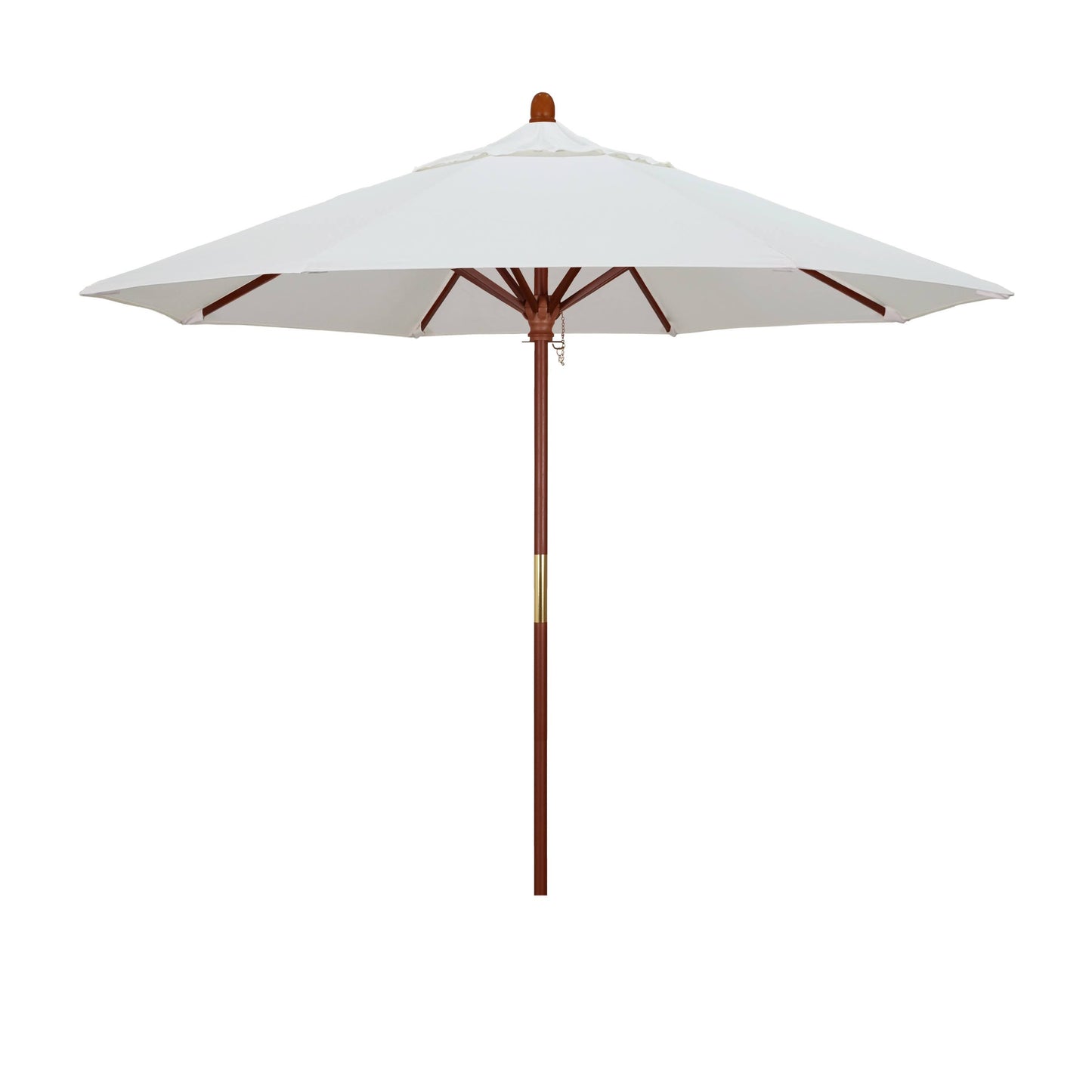 California Umbrella 9 Wood Market Umbrella; Sunbrella-Natural, Silver