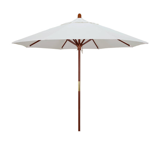 California Umbrella 9 Wood Market Umbrella; Sunbrella-Natural, Silver