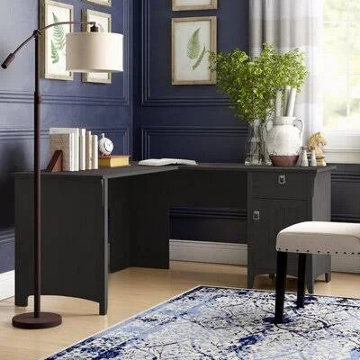 Salina L-Shape Desk Three Posts Color: Vintage Black