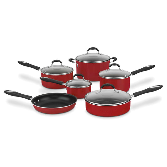 Cuisinart Advantage 11-Piece Nonstick Aluminum Cookware Set, Red