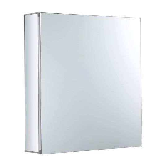 Bathroom Medicine Cabinet, Aluminum, Recessed/Surface Mount, Right/Left Hinged, Mirrored Interior - 24 x 24