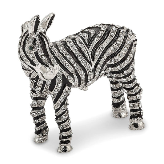 Bejeweled Pewter Full Crystal Zebra Trinket Box