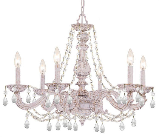 Crystorama 5026-AW-CL-I Paris Market 6 Light Clear Italian Crystal White Chandelier