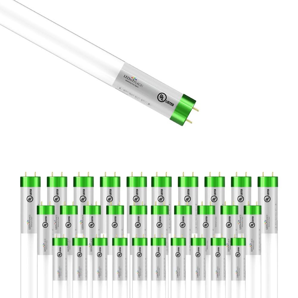 4 ft LED Bulbs No Ballast, 18W 6500K, Frosted, T8 4ft LED Glass Tubes, Single Ended Power, 30-Pack