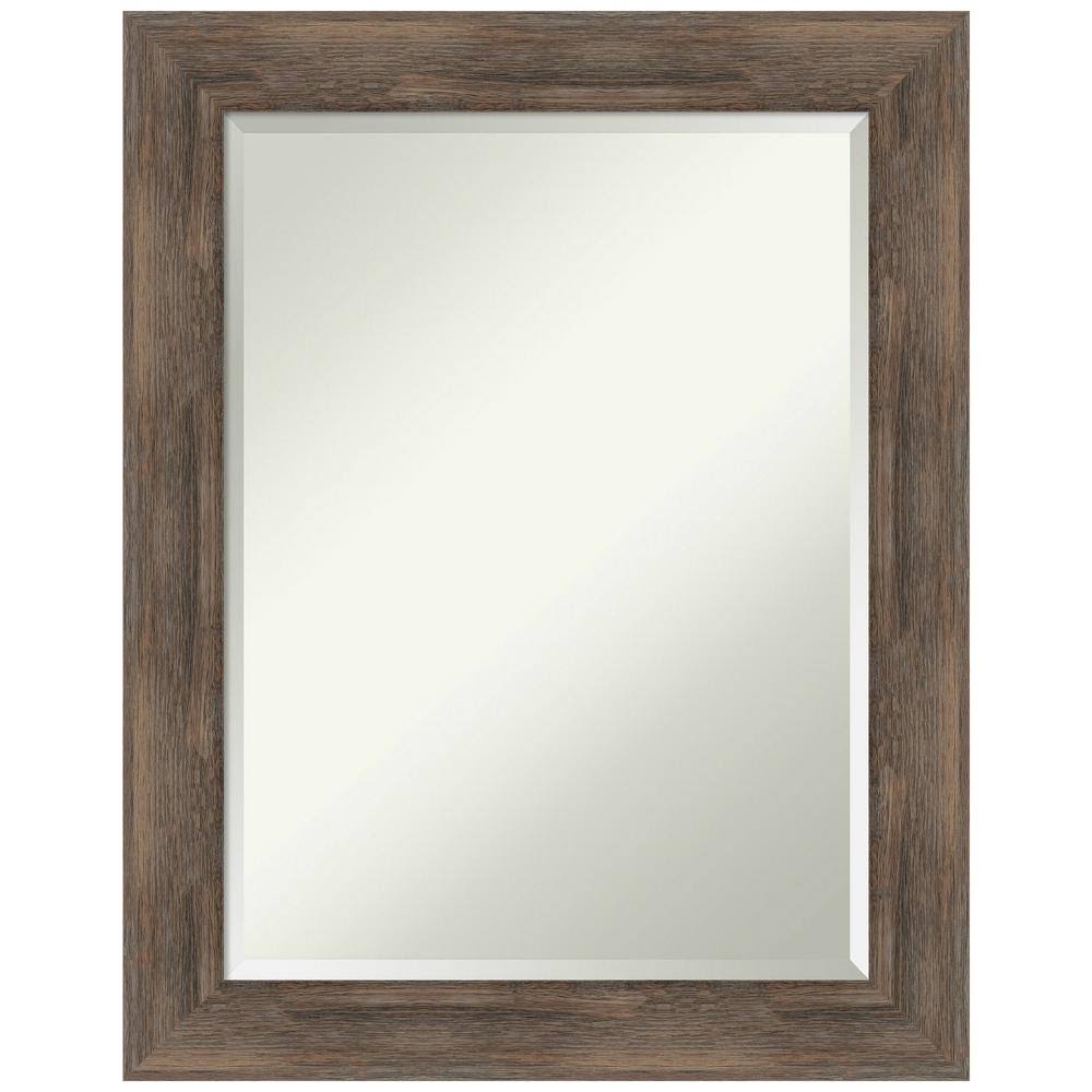 Amanti Art Hardwood Mocha 22.75 in. x 28.75 in. Rustic Rectangle Framed Bathroom Vanity Wall Mirror