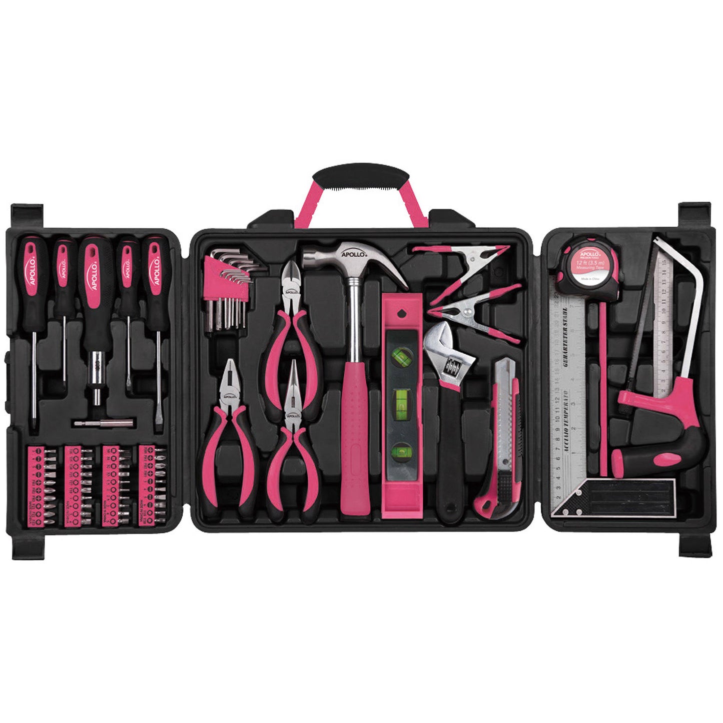 Apollo Tools 71 Piece Household Tool Kit Pink