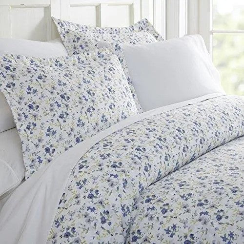 Simply Soft Patterned Duvet Cover Set King Blossoms Light Blue