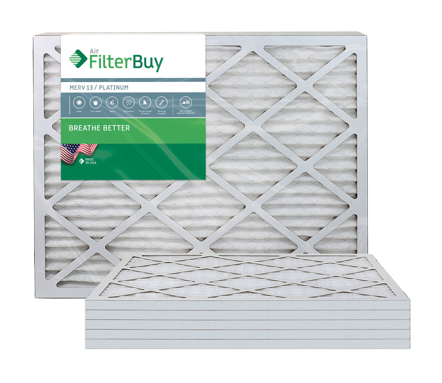 AFB Platinum MERV 13 18x30x1 Pleated AC Furnace Air Filter. Pack of 6 Filters. 100% produced in The USA.