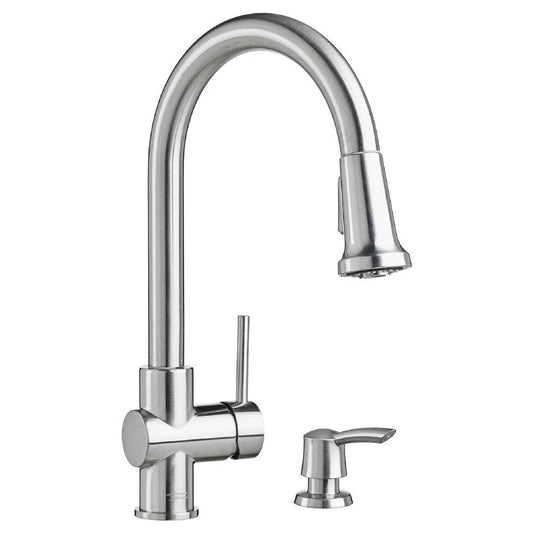 American Standard 9379315.075 Montvale Single-Handle Pull-Down Sprayer Kitchen Faucet with Soap Dispenser in Stainless Steel