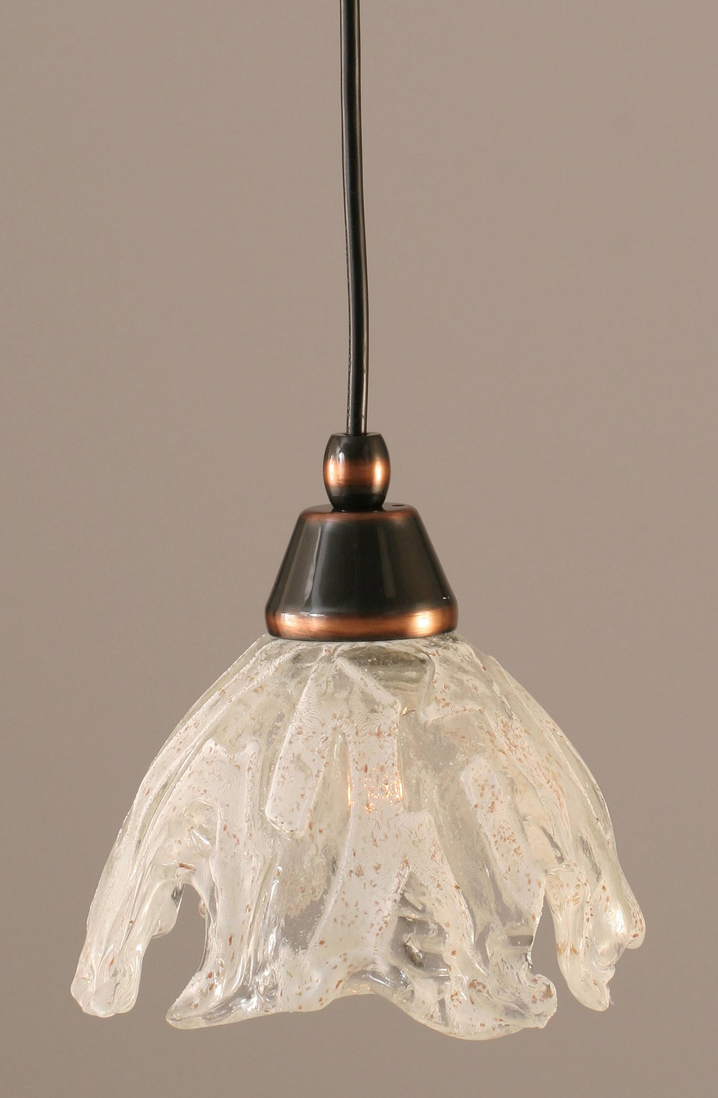 Toltec Lighting 22-BC-759 Cord Mini-Pendant Light Black Copper Finish with Italian Ice Glass, 7-Inch