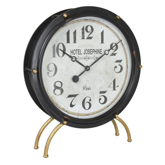 Plutus Brands Metal Table Clock in Black Metal