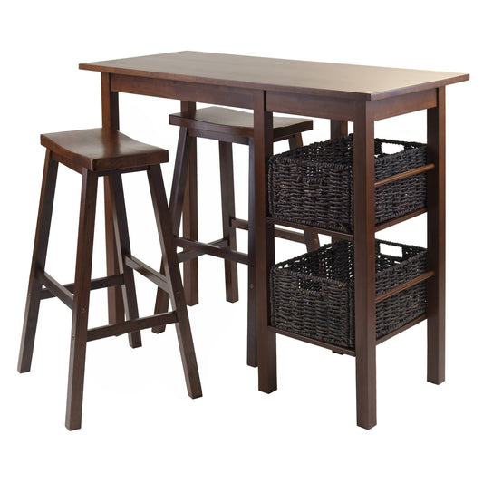 Winsome Egan 5pc Breakfast Table with 2 Baskets and 2 Saddle Seat Stools