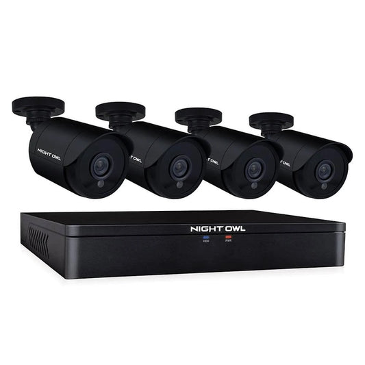 Night Owl 8-Channel 1080p 1TB DVR Security Surveillance System with 4-Wired Human Detection Bullet Cameras, Black C2X1-84