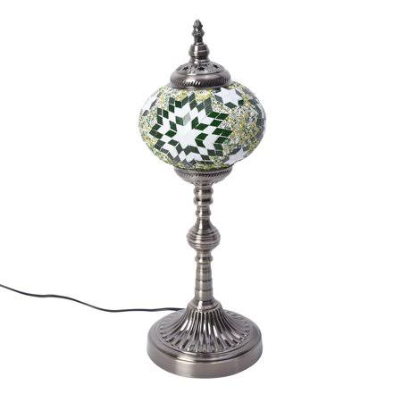 Handmade Crystal Turkish Glass Mosaic Table Lamp with Bronze Base Home Decorations Desk Decor, Size 7.08x7.08x19.7, Green 3674032