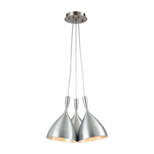 Elk Lighting 17042/3SR Spun Aluminum 3 Light Pendant in Satin Nickel