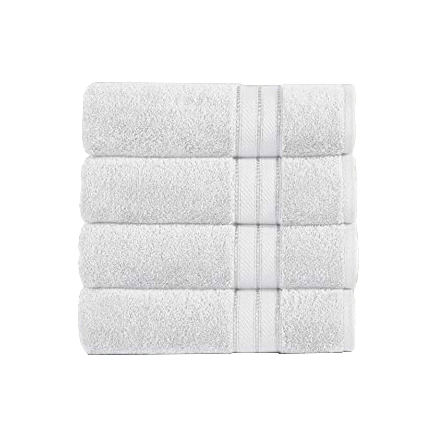 Bergamo 4 Piece Spun Loft Towels with Stripes and Twill Weave The Urban Port, White