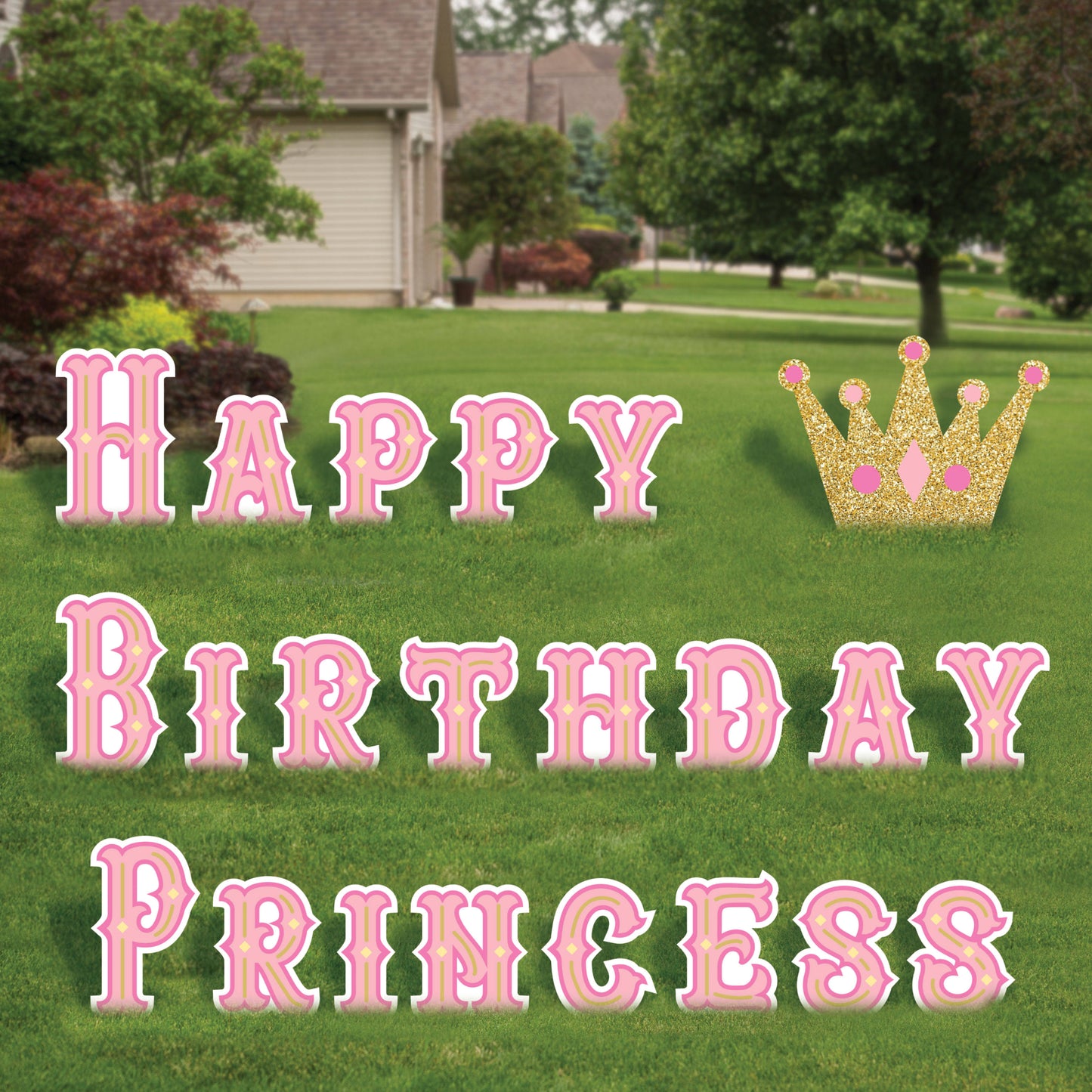 Once Upon A Time Happy Birthday Princess Yard Sign Expression Set Shindigz Party Supplies