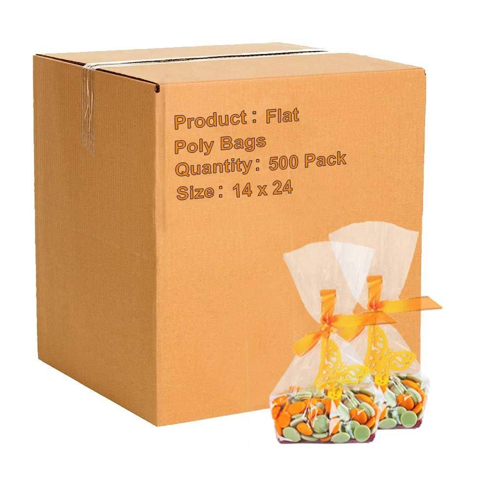 500 Pack Clear Flat Poly Bags 14 x 24 FPB1424