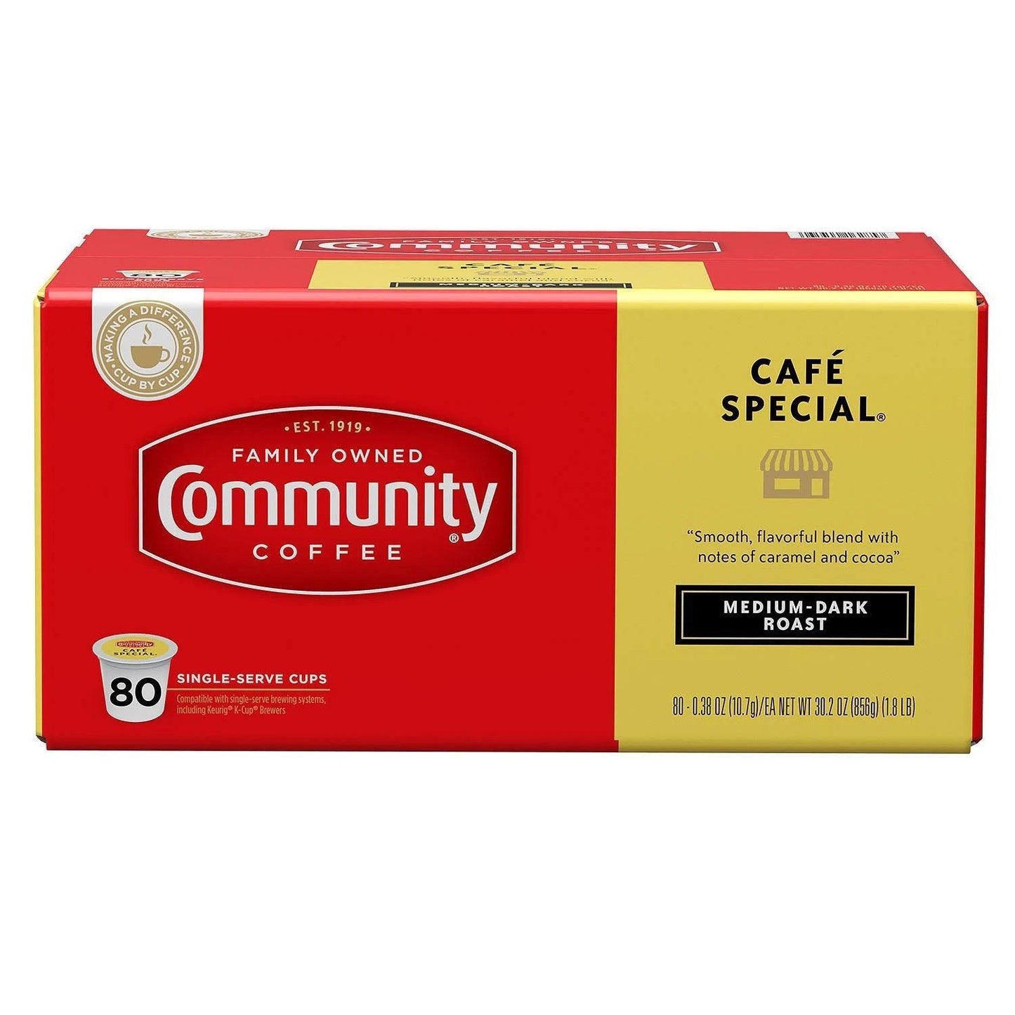 Community Cafe Special Coffee, Select, 100% Arabica, Medium-Dark Roast, Single-Serve Cups - 80 pack, 0.38 oz cups