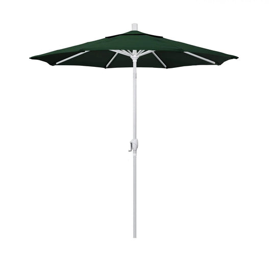 California Umbrella GSPT758-170-5446 Matte White/Sunbrella/Forest Green 7.5 Aluminum Push Tilt Market Umbrella