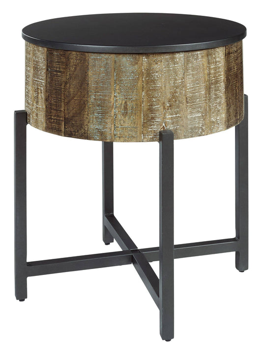 Signature Design by Ashley Nashbryn Gray/Brown Round End Table