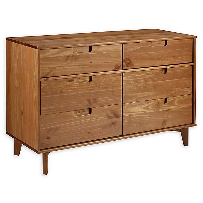 Forest Gate 6-Drawer Solid Wood Dresser in Caramel