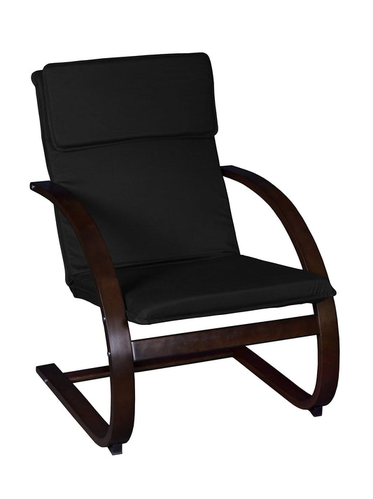 Niche Mia Bentwood Reclining Chair- Mocha Walnut/ Black, Size: 27W x 28D x 39.5H