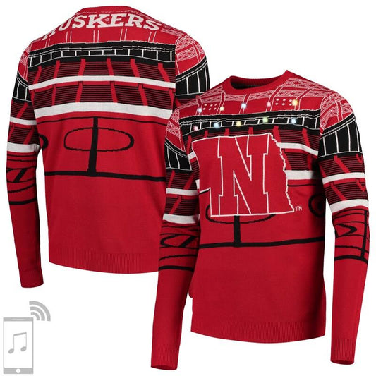 Nebraska Cornhuskers College Bluetooth Light Up Sweater - Scarlet