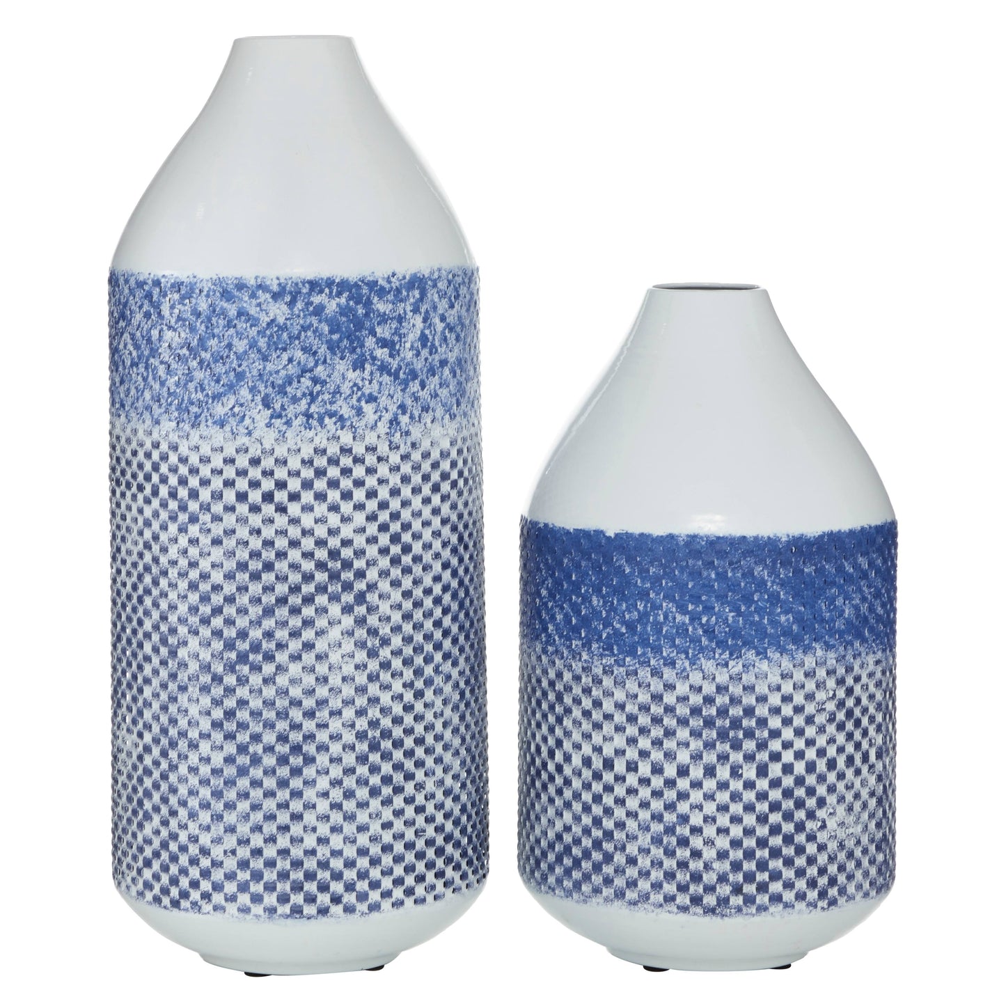 Decmode White Coastal Metal Vases, Set of 2 20 inch, 14 inch, Size Medium