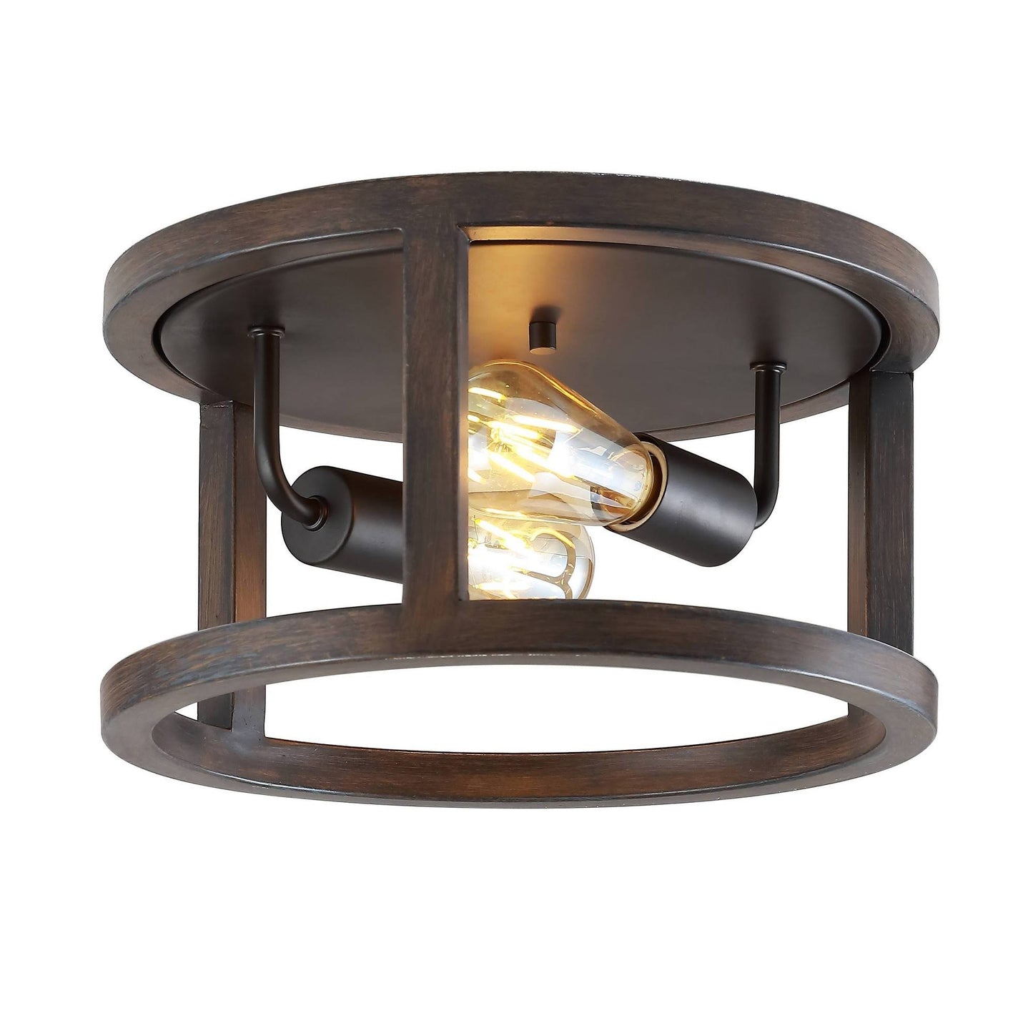 Atelier 12.75 2-Light Iron LED Flush Mount, Brown by Jonathan Y