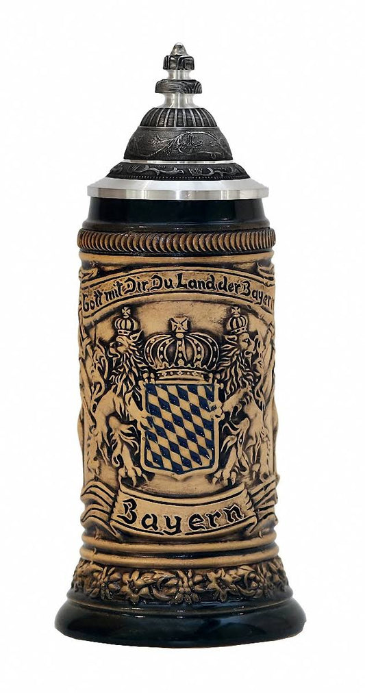 German Beer Stein Pewter Bavaria Coat of Arms Stein 0.25 LITER Tankard, Beer Mug Zo 1661-506