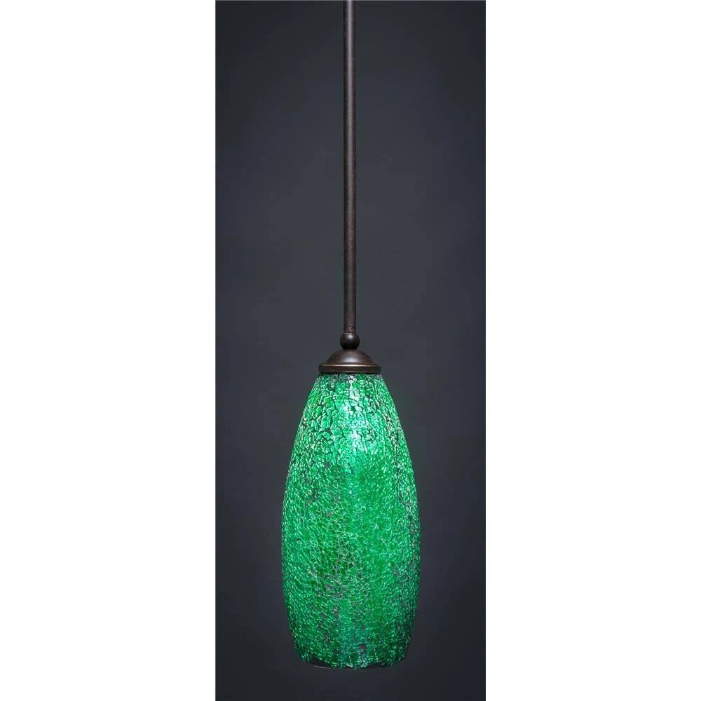 Toltec Lighting-560-DG-5067-Zilo - One Light Mini Pendant Dark Granite Finish with Green Fusion