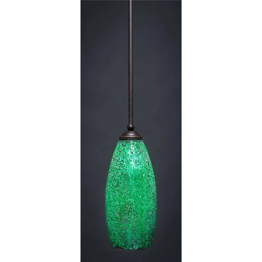 Toltec Lighting-560-DG-5067-Zilo - One Light Mini Pendant Dark Granite Finish with Green Fusion