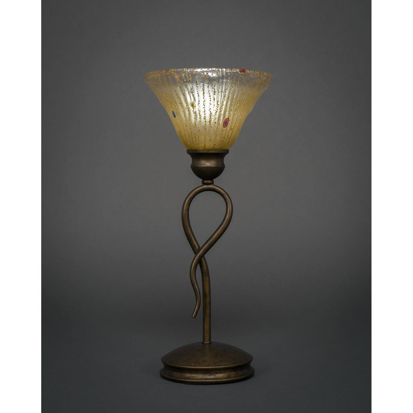 Toltec Lighting-35-BRZ-750-Leaf - One Light Mini Table Lamp Bronze Finish with Amber Crystal Glass