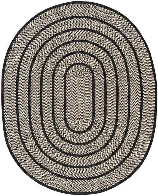 Safavieh 8 x 10 Oval Braided BRD401C Ivory Black Rug