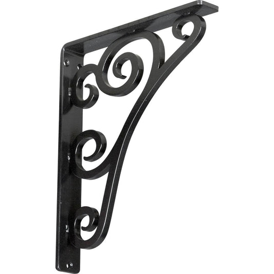 Ekena Millwork BKTM01X10X12STN 1.5 x 10 x 12 in. Tristan Wrought Iron Bracket - Single Center Brace Powder Coated Black