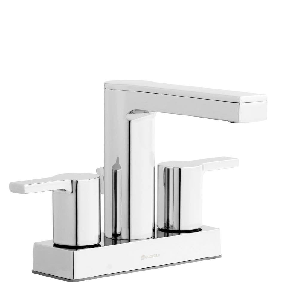 Glacier Bay Modern Contemporary 4 in. Centerset 2-Handle Low-Arc Bathroom Faucet in Chrome, Grey