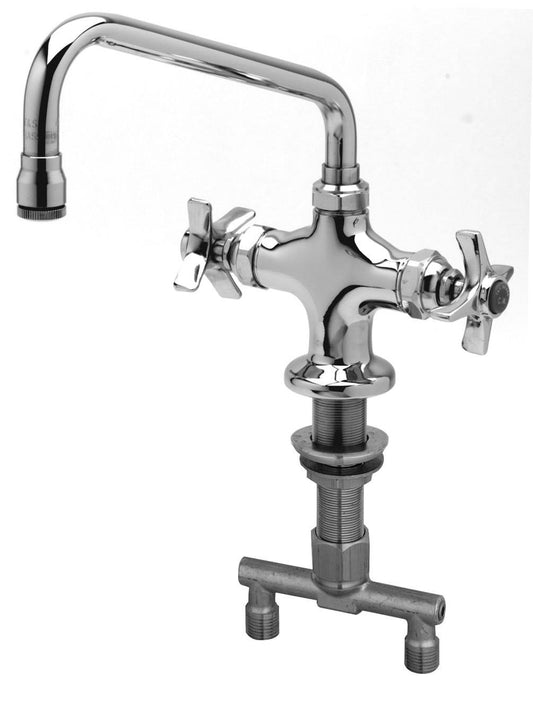 T&S Brass BL-5750-01 Vertical Mixing Faucet with 9-Inch Nozzle and 4-Arm Handle