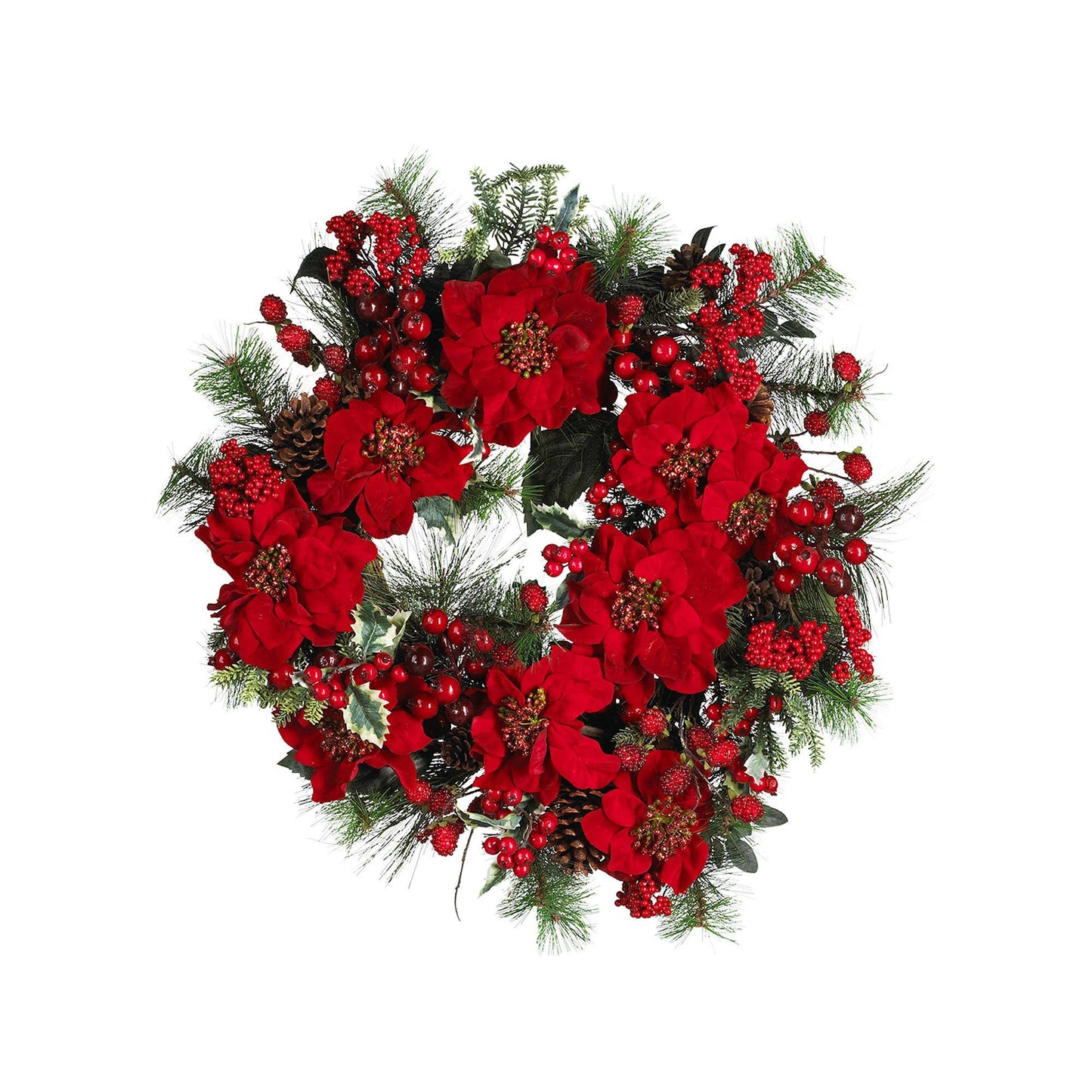 Nearly Natural 24 Poinsettia Wreath