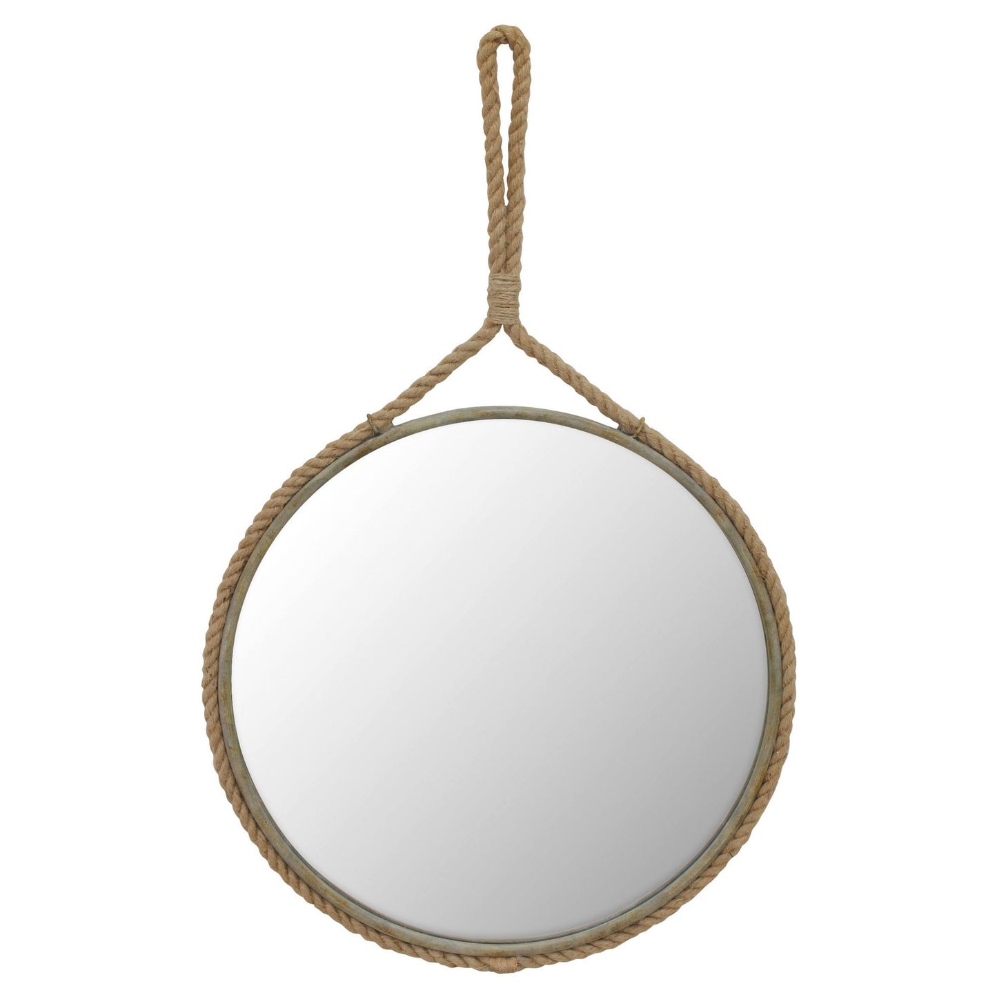 Stonebriar Collection Suspended Round Wall Mirror with Rope Handle