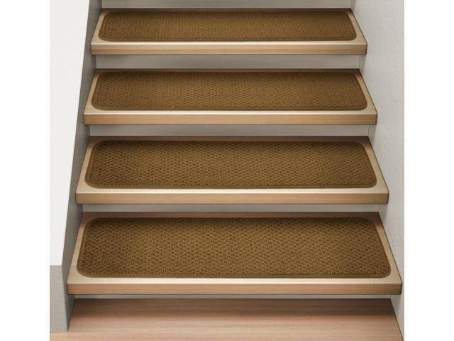 Set of 15 Attachable Indoor Carpet Stair Treads - Bronze Gold - 8 in. x 30 in.