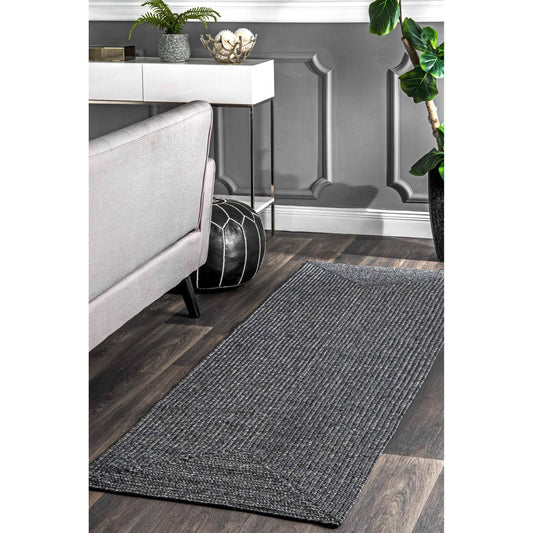 nuLOOM Wynn Braided Indoor/Outdoor Runner Rug 2 6 x 8 Charcoal